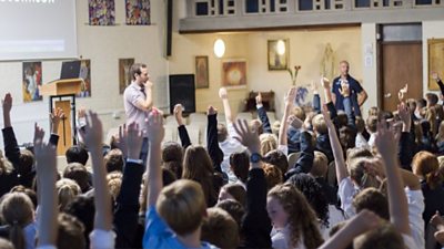 Dan meeting his eager audience.