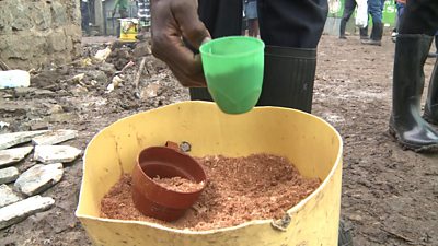 A bucket of sawdust