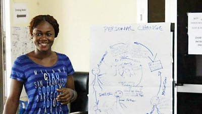 Maraya, sharing her story at a Pulse workshop in Freetown, Sierra Leone
