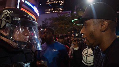 Police and protester clash in Charlotte