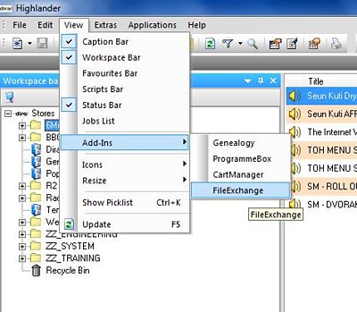 View / Add-Ins - File Exchange menu