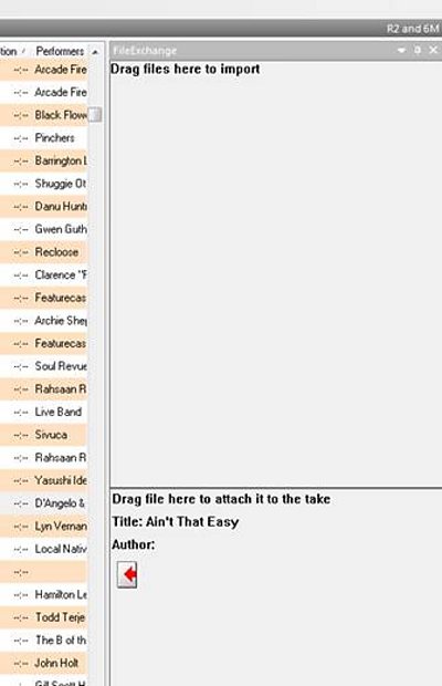 FileExchange window. Drag files here to import on the panel.