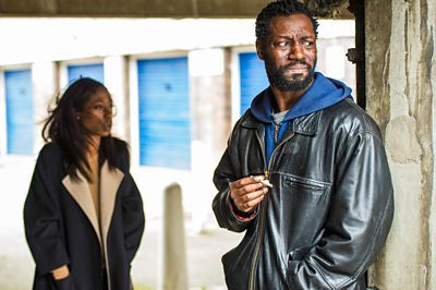 Natalie Blake (Nikki Amuka-Bird), Nathan Bodle (Richie Campbell)(Photo credit: Steffan Hill/BBC/Mammoth Screen)