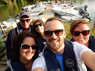 Will Trotter, Sandra MacIver, Loretta Preece, Neil Irvine and Sally Abbott on the set of The Coroner in Devon