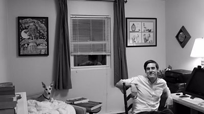 Ross Bollinger hanging out with his dog, Pia.