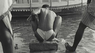 Benares, India, 1979, Bathers by the Ganges