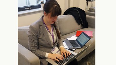 Eleonora working on her script notes