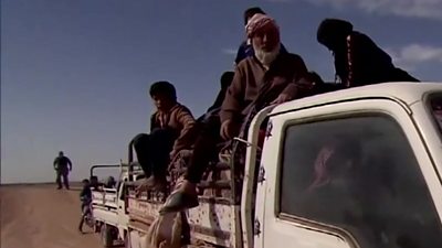 A van with men in Raqqa