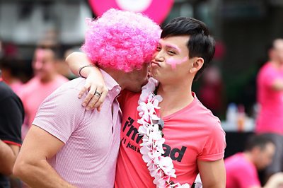 Gay couple at Pink Dot 2015 in Singapore