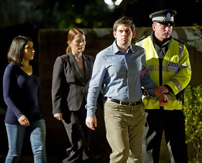 (L-R) Leyla (MARYAM HAMIDI), Rachel Grant (THERESE BRADLEY), Michael (ANDY CLARK), PC Gibb (RONNIE SIMON) in River City in 2012