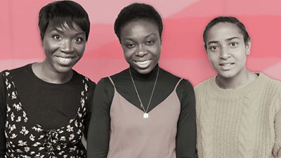 The cast of Girls on Radio 4 (Faith Alabi, Joan Iyiola, Amaka Okafor)