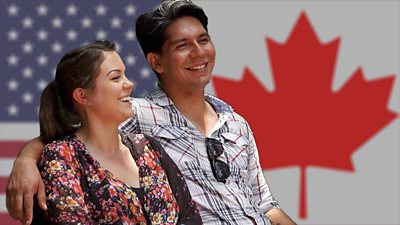Graphic of Robin and Heather Vargas in front of the US and Canada flags