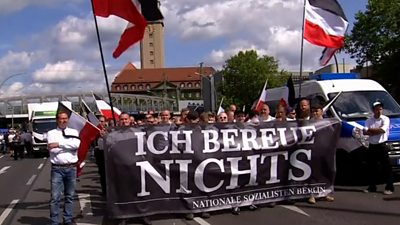 German neo-Nazis march in Berlin.