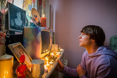 Jack Taylor (NICO MIRALLEGRO) in Diana and I (Image Credit: BBC / Big Talk Photographer: Ben Blackall)