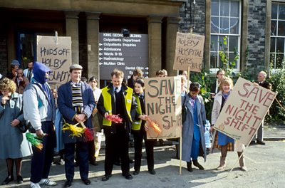 A fictional demonstration from series one of Casualty (1986) created by Jeremy Brock and Paul Unwin