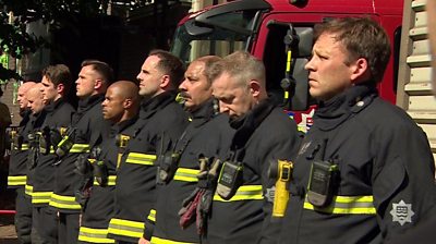 Fire crews in silent tribute to Grenfell fire victims