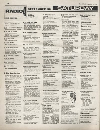 A page of the Radio Times showing the Radio 4 schedule