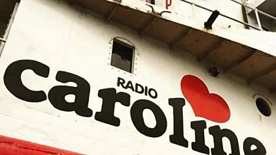 Radio Caroline logo on the side of a ship