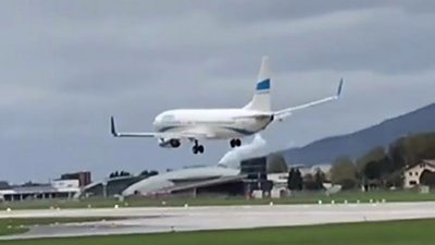 Plane tries to land in Austria storm takes off again