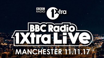 Radio 1xtra Live Manchester logo (over a picture of the city of Manchester at night)