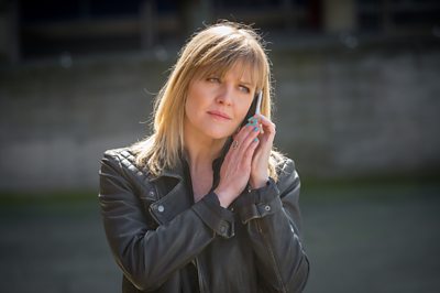 Kate (ASHLEY JENSEN) in Love, Lies and Records (Image Credit: BBC / Rollem Productions Photographer: Ben Blackall)