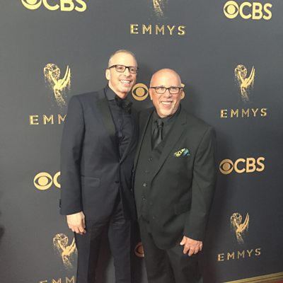 Feud: Bette and Joan writers Michael Zam and Jaffe Cohen on the Emmy's red carpet