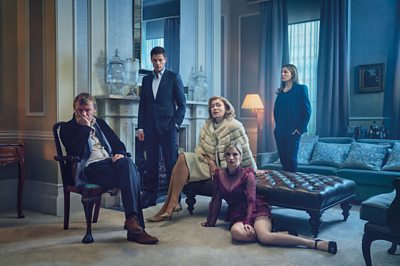 Rebecca (JULIET RYLANCE), Katya (FAYE MARSAY), Oksana (MARIA SHUKSHINA), Alex (JAMES NORTON), Dimitri (ALEKSEY SEREBRYAKOV) (Image credt: BBC Worldwide) 