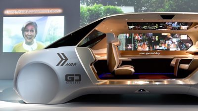 Panasonic shows off a concept car with windows that can swap out the real view for one you prefer.