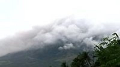 Still of Mount Mayon volcano erupting
