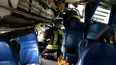 Rescuers work to free Milan passengers