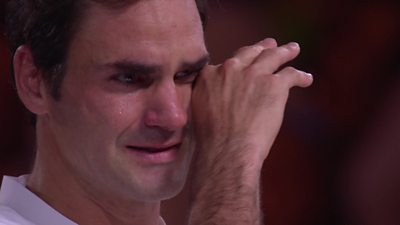 Roger Federer crying