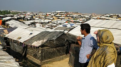 Caroline Nursey viewing the camps in Cox's Bazar, Bangladesh