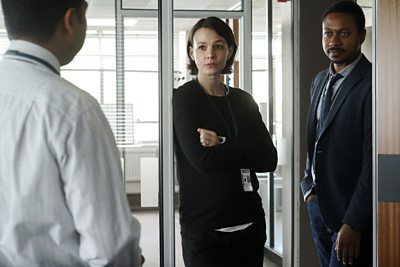 Kip Glaspie (CAREY MULLIGAN), DS Nathan Bilk (NATHANIEL MARTELLO-WHITE)(Image Credit: BBC/The Forge Photographer: Liam Daniel)