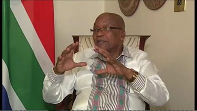 Jacob Zuma speaking on South African television