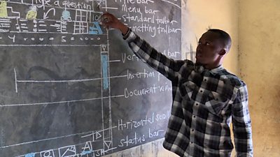 Richard Appiah Akoto and his chalkboard