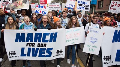 Children take part in the March For Our Lives - BBC Newsround