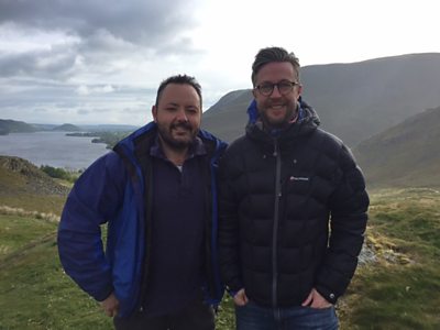 Writers Chris Fewtrell (l) and Simon Crowther (r) on the first day of the Home from Home shoot