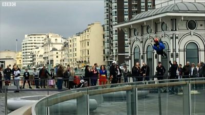 Abseiling down the i360