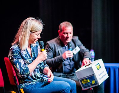 Charlotte Moore (Director of BBC Content) interviewed by writer Jed Mercurio and taking questions written by the audience. (photo credit: Kwame Lestrade)