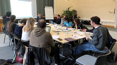 Philip Shelley leading the Writersroom Wales Workshop for It's My Shout 2018