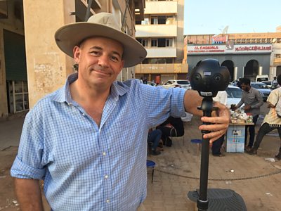 Alastair Leithead in Khartoum with 'Marvin'