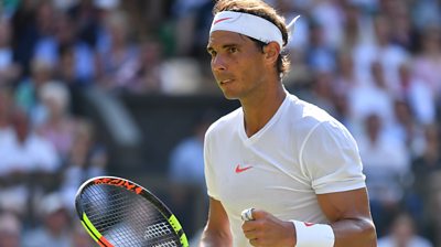 dañar Rezumar Quedar asombrado Wimbledon 2018: World number one Rafael Nadal hits 'reverse pirouette' shot  on way to victory - BBC Sport