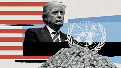 Donald Trump and United Nations symbol
