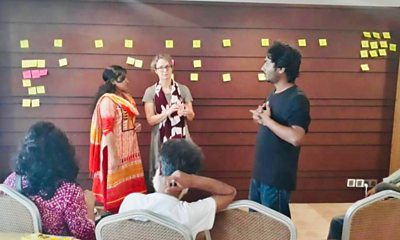 Sarah and the Bangladesh Team developing storylines for the radio drama