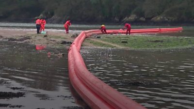 Booms have been used to contain the oil spill