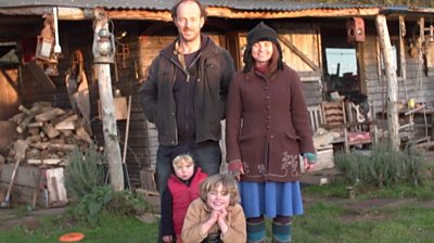 Barny, Katus and their children use a compost toilet and say their lifestyle is liberating.