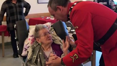 Woman dances with RCMP officer for her 100th birthday