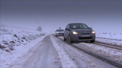 Car on snowy road