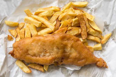 A portion of fish and chips