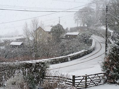 Snow in Llanuwchllyn, Gwynedd